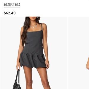 Edikted Charcoal Bubble Hem mini dress. Never worn size xs.